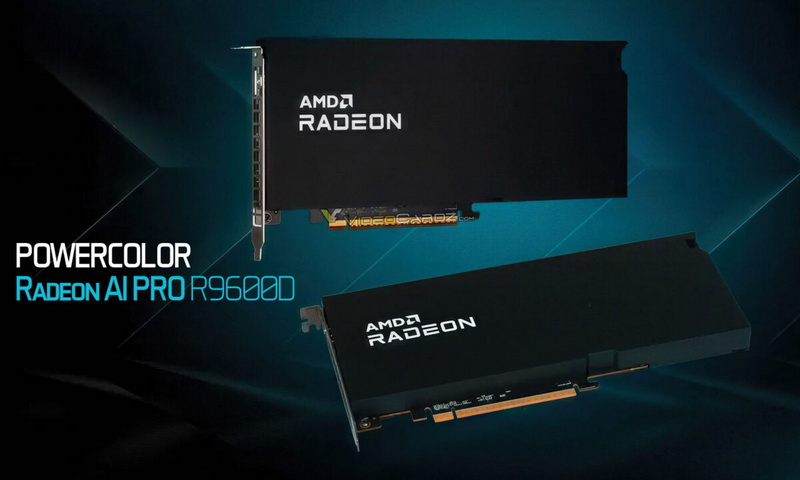 PowerColor představil kompaktní profesionální grafickou kartu Radeon AI PRO R9600D s napájecím schématem 12 V‑2×6