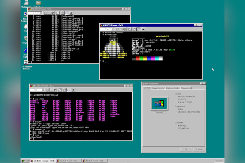 „Neuvěřitelný trik“: dívka spouští moderní Linux na Windows 95