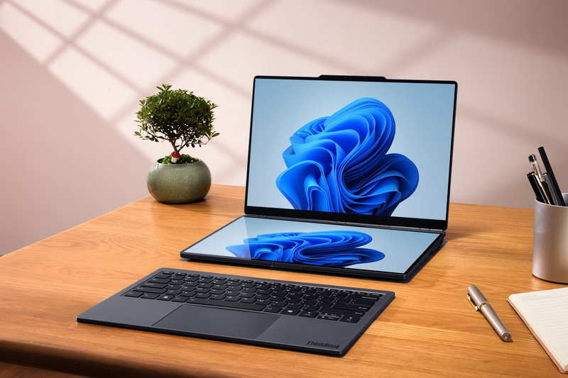 Lenovo představila nový modulární notebook ThinkBook Modular AI PC vybavený dvěma obrazovkami a odnímatelnou klávesnicí