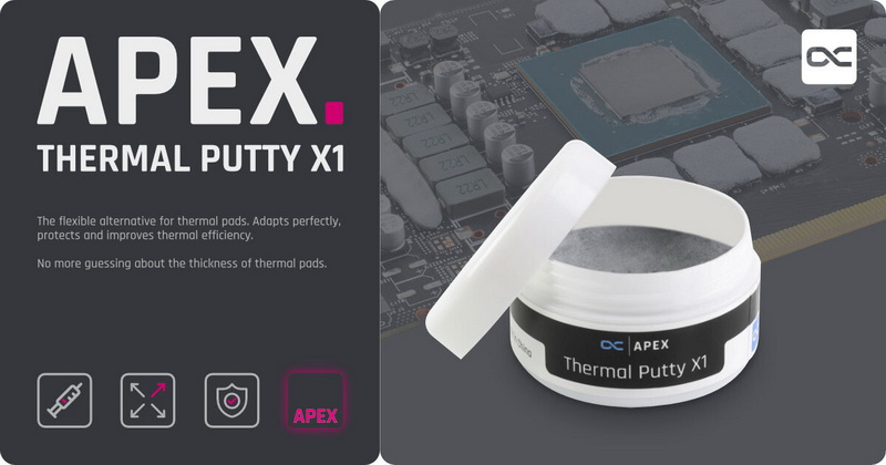 Alphacool spustila nový tekutý termální podložku – Apex Thermal Putty X1