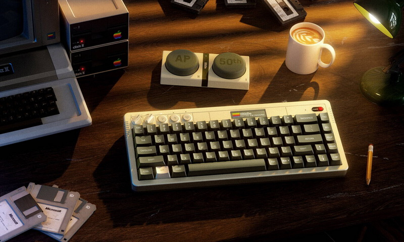 Retro‑stylová mechanická klávesnice 8BitDo Retro 68 AP50 stojí 500 dolarů a je inspirována Apple II