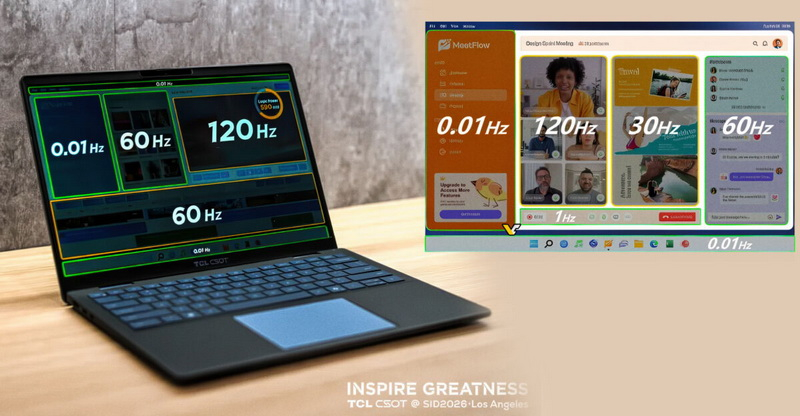 TCL CSOT představila notebookový displej podporující současnou frekvenci od 0,01 do 120 Hz.