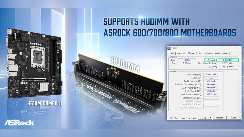 ASRock a TeamGroup vytvořili cenově dostupný typ DDR5 modulů nazvaný HUDIMM pro úsporné počítače