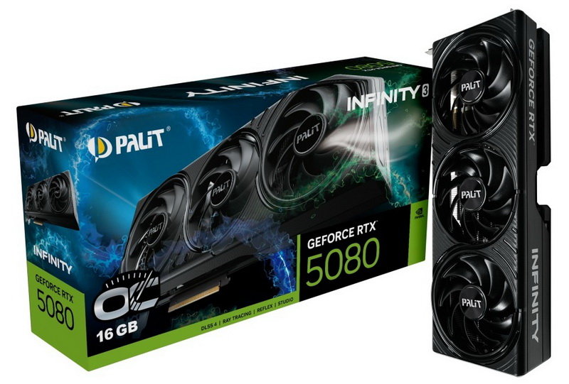 Palit představila GeForce RTX 5080 Infinity 3 bez RGB‑podsvícení v rozšířené verzi i bez něj.
