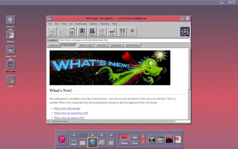 Uživatel obnovil linux z roku 1994 s grafickým rozhraním, který běží přímo v prohlížeči