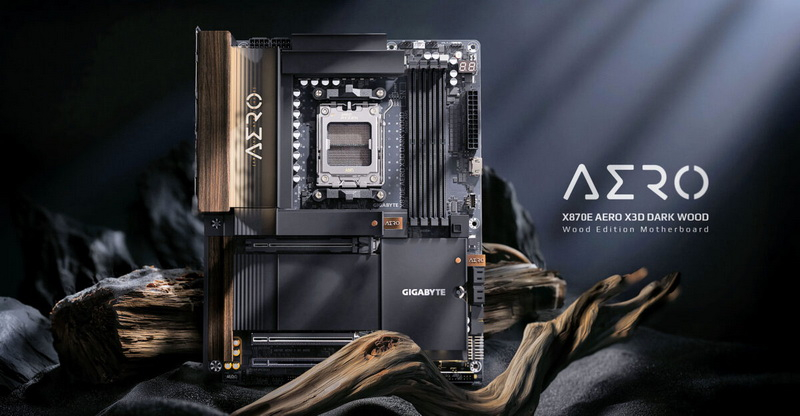 Gigabyte představila kartu X870E Aero X3D Dark Wood v designu připomínajícím tmavé dřevo