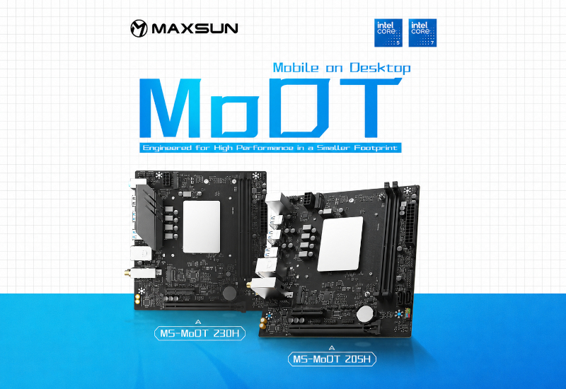 MaxSun představila aktualizované desky MoDT s vestavěným procesorem Raptor Lake Core 200H